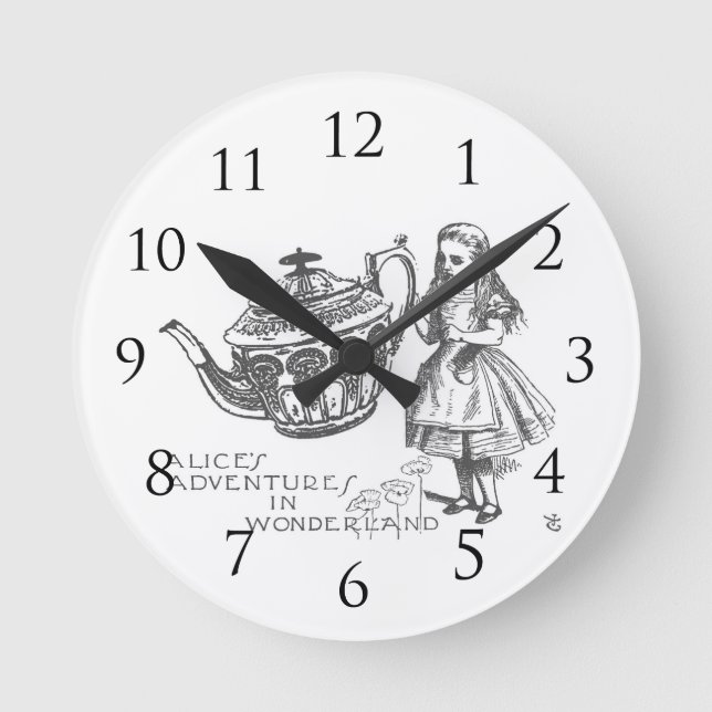 Alice in Wunderland Runde Wanduhr (Vorderseite)