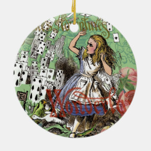 Alice Karten Wunderland Hutmacher Kaninchen  Keramik Ornament