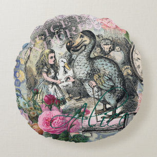 Alice Klassisches Wunderland Dodo Tenniel Kunst Rundes Kissen