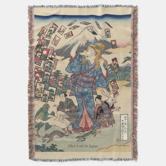 Alice Lost in Japan | Ukiyo-e Floating Wonderland Decke (Vorderseite Vertikal)