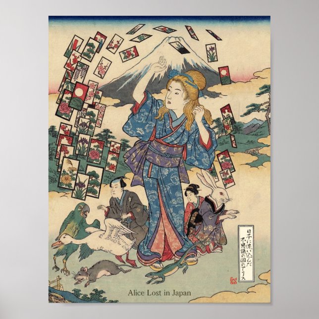 Alice Lost in Japan | Ukiyo-e Floating Wonderland Poster (Vorne)