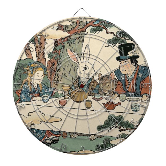 Alice Lost in Japan | Ukiyo-e Mad Tea Party Dartscheibe (vorne)