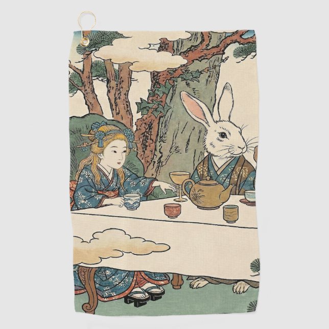Alice Lost in Japan | Ukiyo-e Mad Tea Party Golfhandtuch (Vorderseite)
