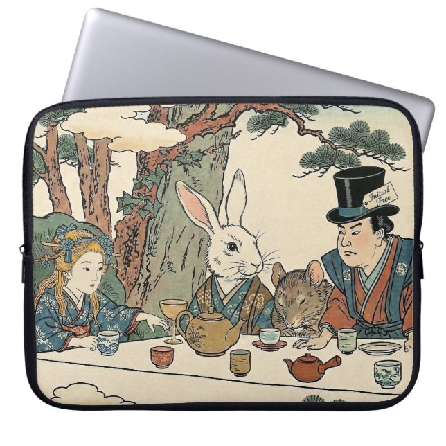 Alice Lost in Japan | Ukiyo-e Mad Tea Party Laptopschutzhülle (Vorderseite)