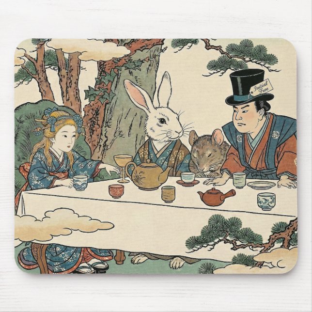 Alice Lost in Japan | Ukiyo-e Mad Tea Party Mousepad (Vorne)