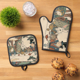 Alice Lost in Japan | Ukiyo-e Mad Tea Party Ofenhandschuh & Topflappen-Set
