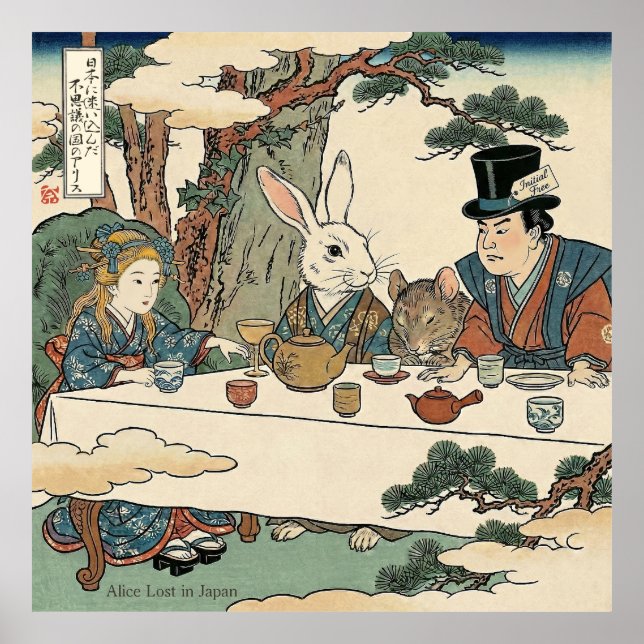 Alice Lost in Japan | Ukiyo-e Mad Tea Party Poster (Vorne)