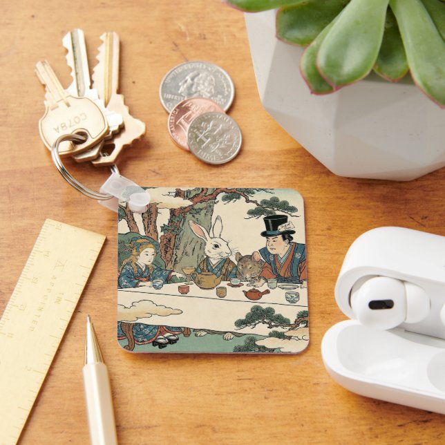 Alice Lost in Japan | Ukiyo-e Mad Tea Party Schlüsselanhänger (Schreibtisch)
