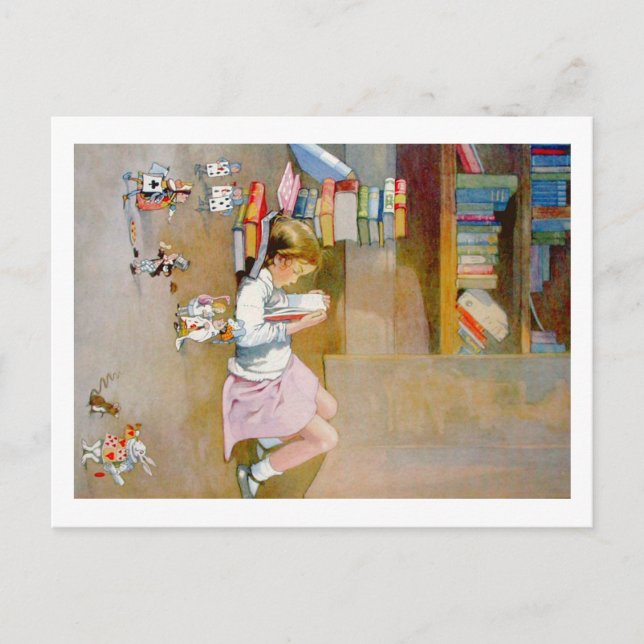 Alice macht einen Ausflug nach Wonderland Postkarte (Vorderseite)