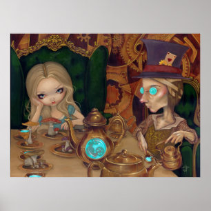 Alice & Mad Hatter steampunk Wunderland Print Poster
