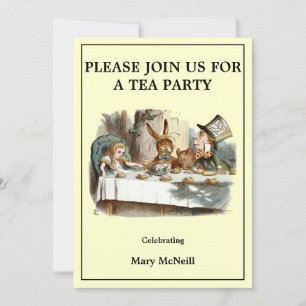 Alice Mad Hatter Tea Party Template 3 Einladung