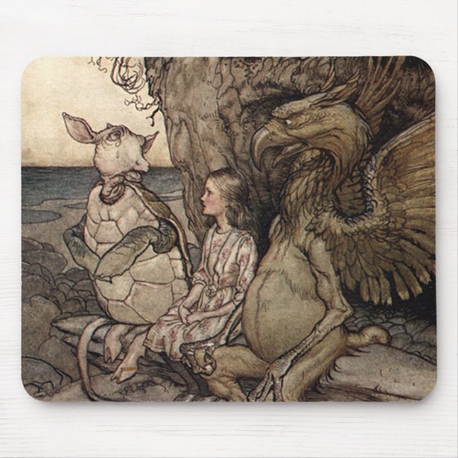 Alice mit dem Gryphon und der Scheinschildkröte Mousepad (Vorne)