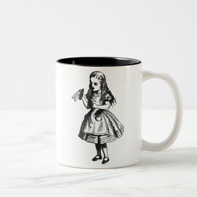 Alice mit "Getränk ich" Flasche Zweifarbige Tasse (Rechts)
