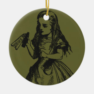 Alice mit "Trink mich"-Flasche Keramikornament