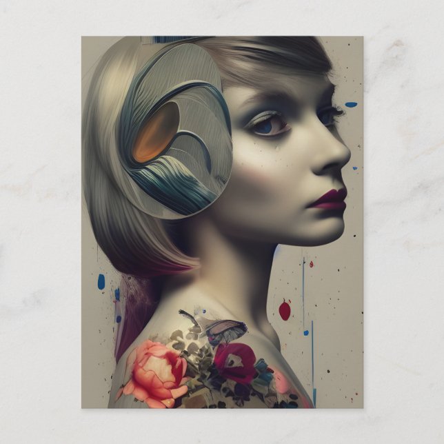 Alice Mixed Media Postkarte (Vorderseite)