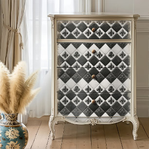 Alice Monochrome Fleur de Lis Fliesen Decoupage Seidenpapier
