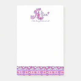 Alice Name bedeutet Buchstabe Ein benutzerdefinier Post-it Klebezettel