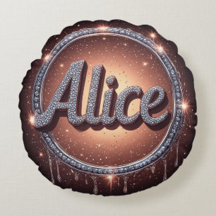 Alice Name Diamant-Logo-Abzeichen in funkelndem Sc Rundes Kissen