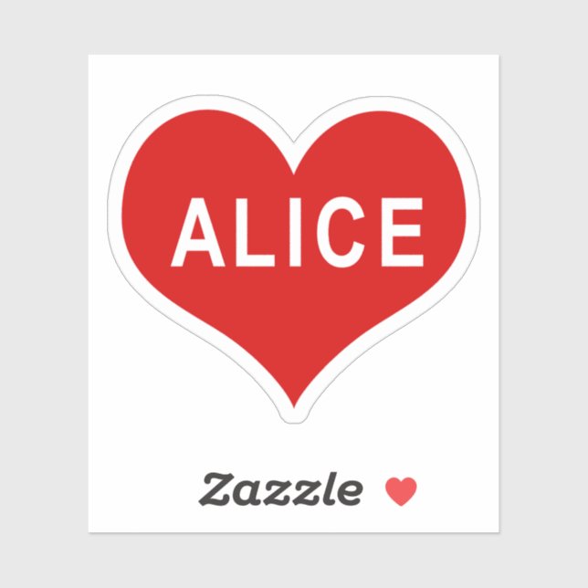 ALICE NAME Red Liebe Heart Vinyl Sticker (Blatt)