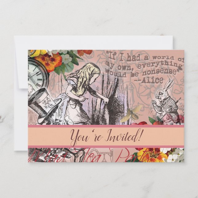 Alice-Nonsens-Vorhang Einladung (Vorderseite)