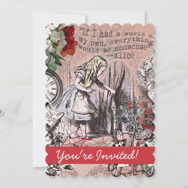 Alice-Nonsens-Vorhang Einladung (Vorderseite)