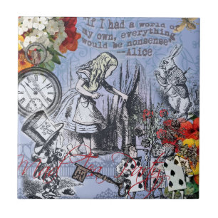 Alice Nonsense Vorhang Wunderland - Blau Fliese