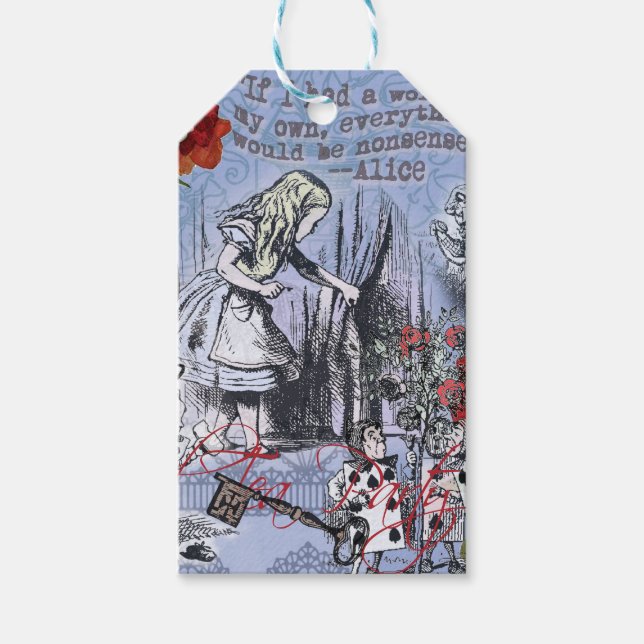 Alice Nonsense Vorhang Wunderland - Blau Geschenkanhänger (Vorderseite)