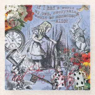 Alice Nonsense Vorhang Wunderland - Blau Glasuntersetzer