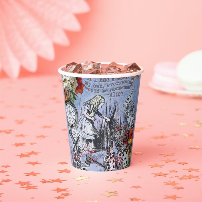 Alice Nonsense Vorhang Wunderland - Blau Pappbecher (Insitu)