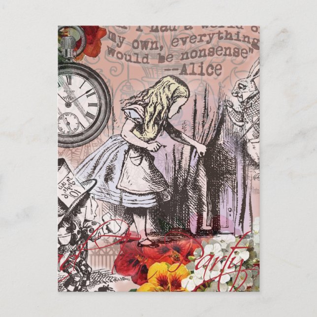 alice nonsense wonderland curtain postkarte (Vorderseite)