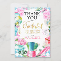 Alice Onederful 1. Geburtstag Danke-Karte