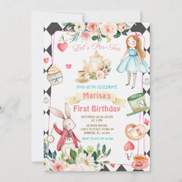 Alice Par-tea Floral Tea Birthday Girl  Einladung