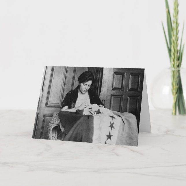 Alice Paul, Sewing Suffrage Flag, 1910er Karte (Vorderseite)