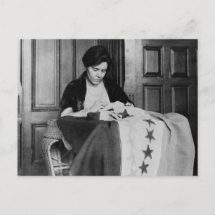 Alice Paul, Sewing Suffrage Flag, 1910er Postkarte