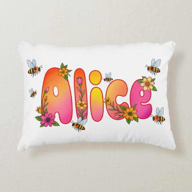 Alice- Personalized Bee Pillow Dekokissen (Vorderseite)