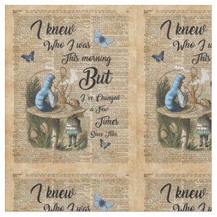 Alice, Pilz und Jin, Vintage Wörterbuch-Kunst Stoff