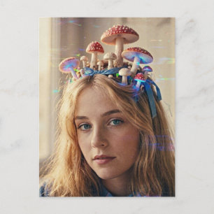 Alice Pilze auf ihrem Kopf Glitch Postkarte