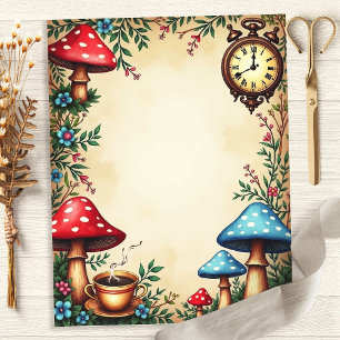 Alice Pilze Teetassen Uhr Scrapbook Papier