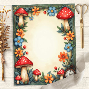 Alice Pilze und Uhr Scrapbook Papier