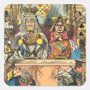 Alice Prozess des Herzbuben Vintage Quadratischer Aufkleber