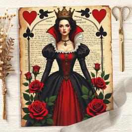 Alice Queen of Hearts Rote Rosen Scrapbook Paper