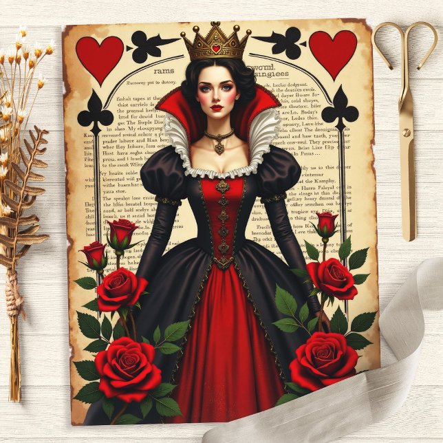 Alice Queen of Hearts Rote Rosen Scrapbook Paper (Von Creator hochgeladen)