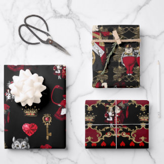 Alice Queen of herzen Schwarz-Rot-Set Geschenkpapier Set