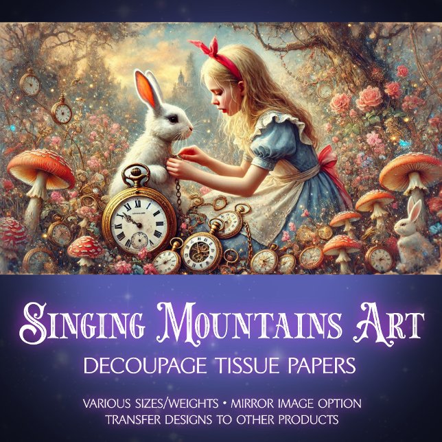 Alice Rabbit Fantasy Mushroom Woodland Decoupage Seidenpapier (Von Creator hochgeladen)