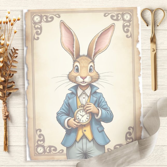 Alice Rabbit Pocket Watch Scrapbook Paper (Von Creator hochgeladen)