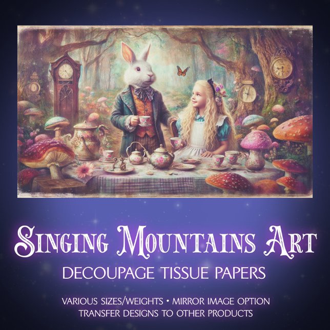 Alice & Rabbit Storybook Tea Party Decoupage Seidenpapier (Von Creator hochgeladen)