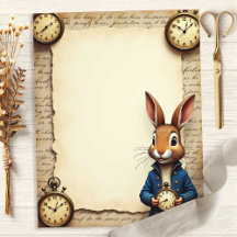 Alice Rabbit und Pocket Watches Scrapbook Paper