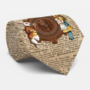 Alice & Rabbit Vintage Dictionary Art Krawatte
