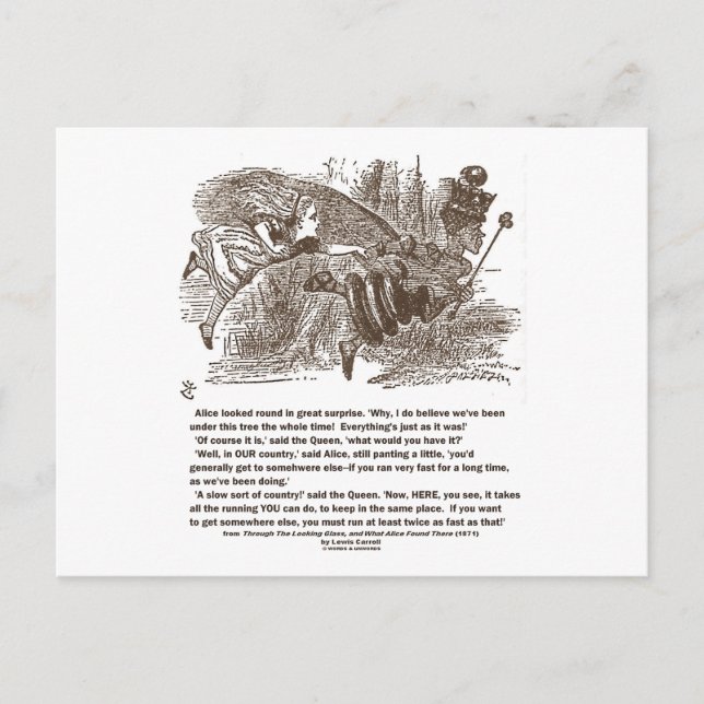 Alice Red Queen Bleibe am gleichen Ort Postkarte (Vorderseite)