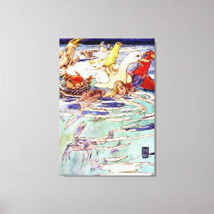 Alice-Schwimmen im Pool der Risse im Märchenland Leinwanddruck